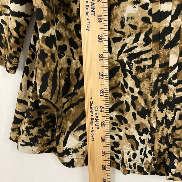 JM Collection size XL Leopard Print Houndstooth Stretch Layered 3/4 Sleeve Top - Picture 5 of 9